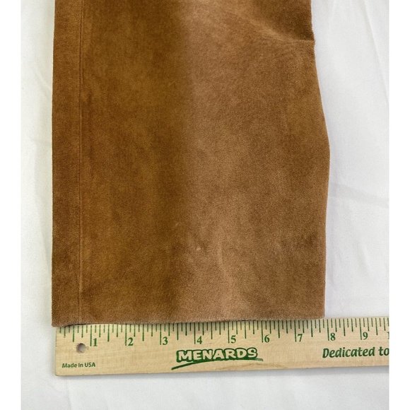 Vintage CO & EDDY Sz 8 Genuine Suede Leather Pants Straight Leg BROWN 90’s Y2K - Picture 9 of 11